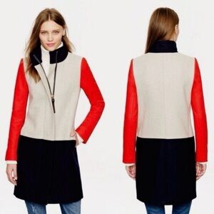 J Crew colorblock wool pea coat size 4 Petite
